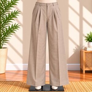 Unbranded Pleated Plaid Dress Pants Mens 37x31 Brown Wide Leg Trousers